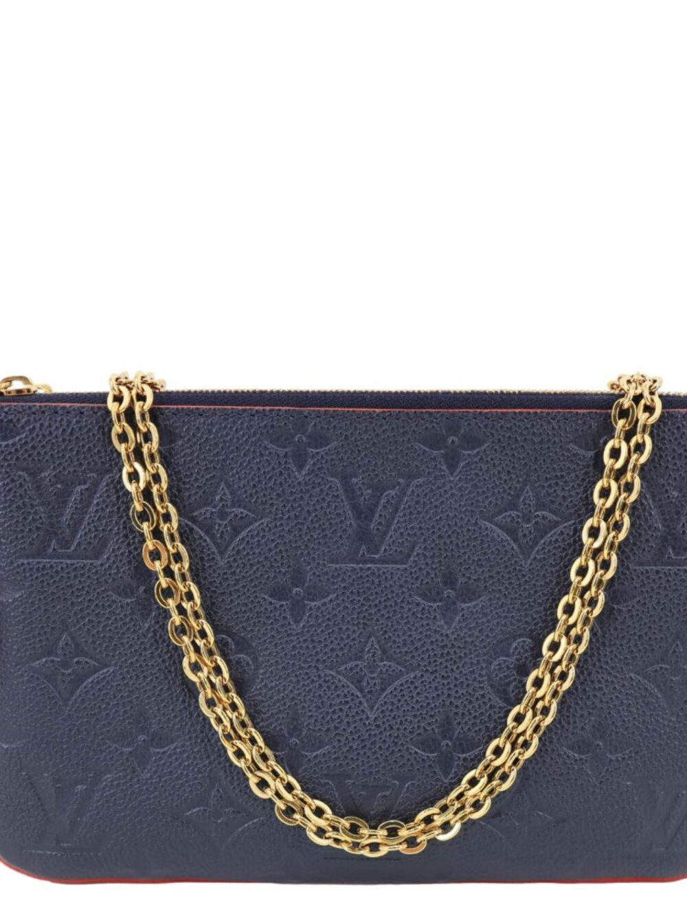 Louis Vuitton  Double Zip Pochette Monogram Empreinte Crossbody Bag Navy Blue